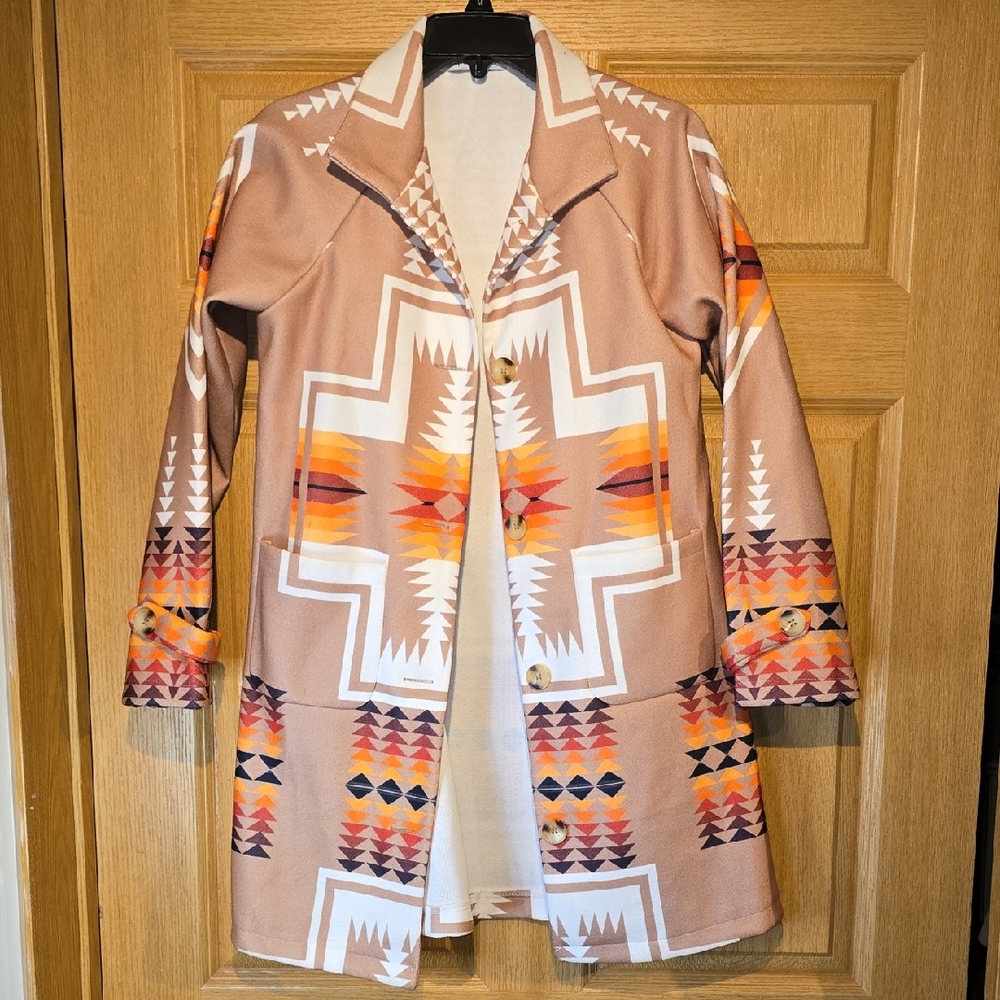 MISSLOOK Tan Geometric Trench Coat